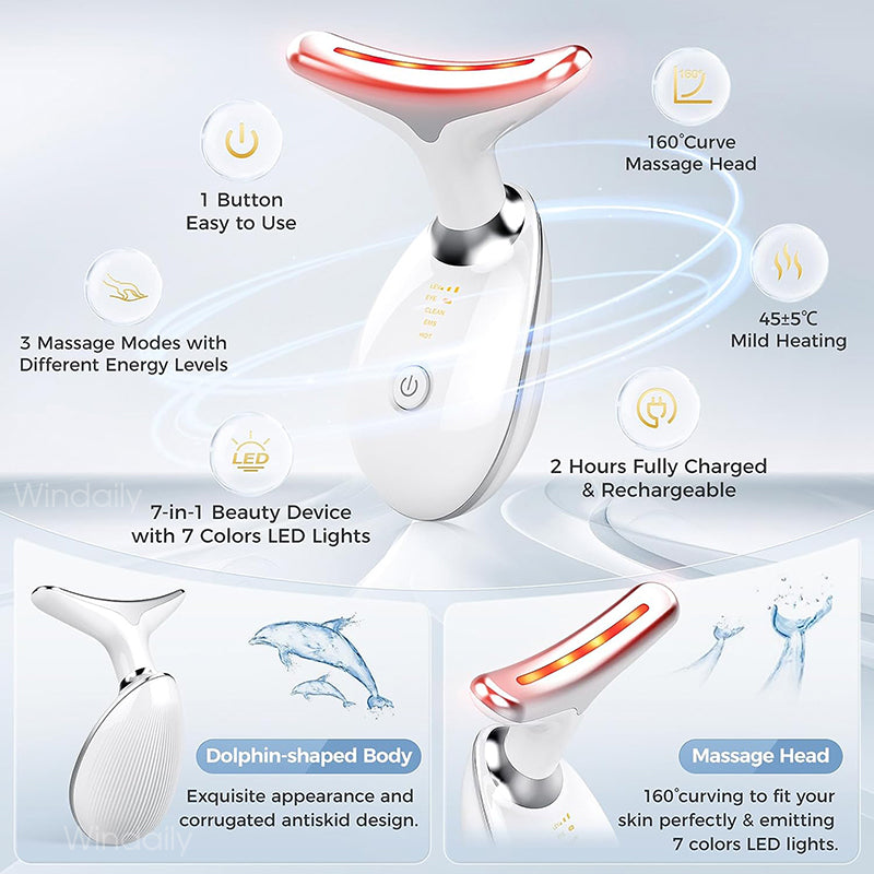 7-Color LED Neck & Face Massager | Glow & Relaxation Device